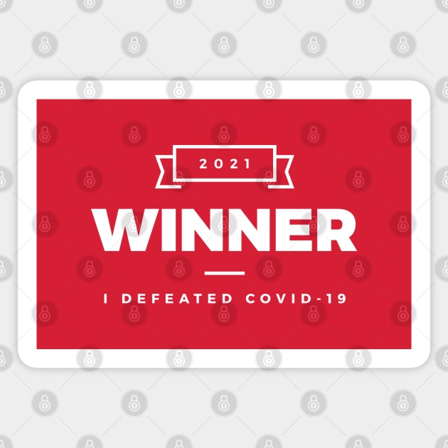 Winner 2021 – I defeated COVID-19 (White design) Sticker by Optimix